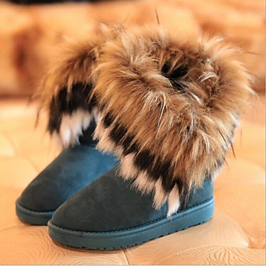 Women's Winter Snow Boots Suede Casual Flat Heel Feather Tassel Black ...