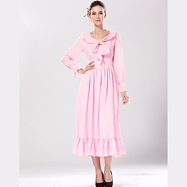 Stylish and Eelegant Pink Waist Was Thin Waist Solid Color Long Sleeve ...