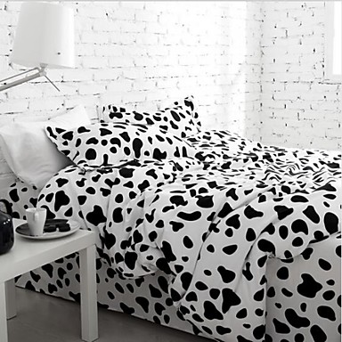 FADFAY@Simple Black And White Cow Print Bedding Set Spotted Dog Cotton ...