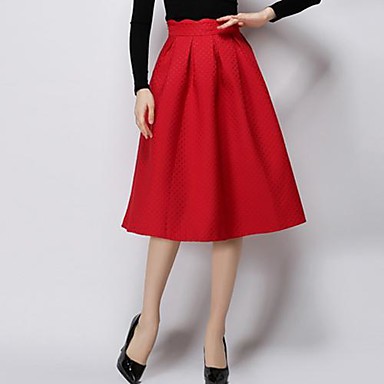 Women's Red/Green Skirts , Casual Knee-length 2363832 2017 – $49.98