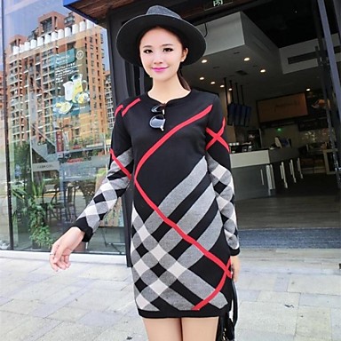 Women's Round Collar Classic Check Long Sleeve Dress 2431637 2017 – $50.89