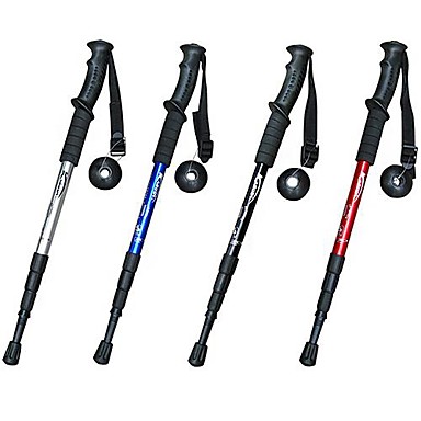 4 Sections Folding Straight Type Functional Hiking Poles (Random Color ...