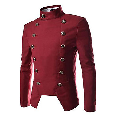 Men's Long Sleeve Casual Jacket,Polyester Solid Black / Red / White ...