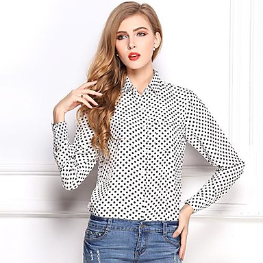 Women's White/Black Blouse , Shirt Collar Long Sleeve 2603934 2017 – $7.99