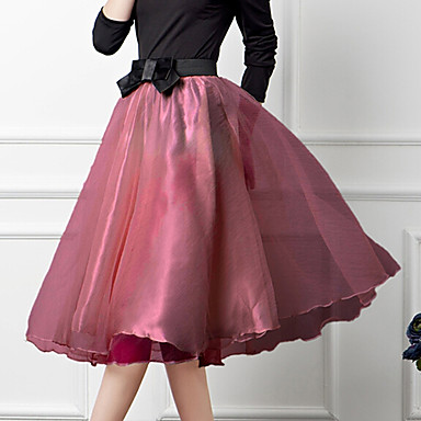 Women's Vintage Casual Organza Inelastic Medium Midi Skirts 2971128 ...