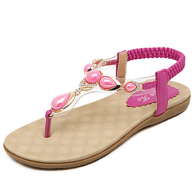 Women's Shoes Flat Heel T-Strap Sandals Dress/Casual Black/Pink/White ...