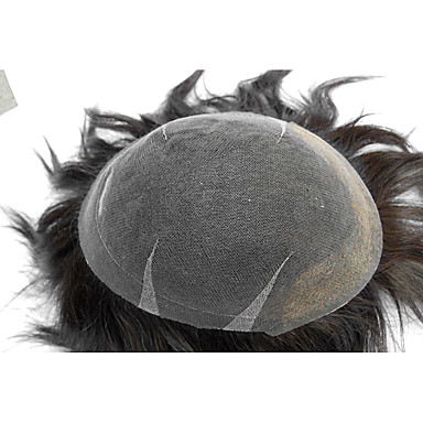 Full Swiss Lace Dark Brown 2# Mens Toupee 100% Premium Human Hair ...