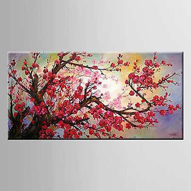 Oil Painting Plum Blossom FlowerHand Painted Canvas with Stretched ...