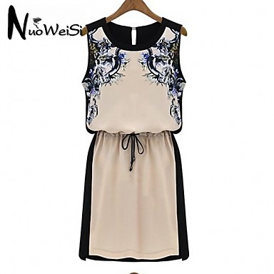 Nuo wei si ® Women's Round Neck Floral Print Sleeveless Dress 2318875 ...