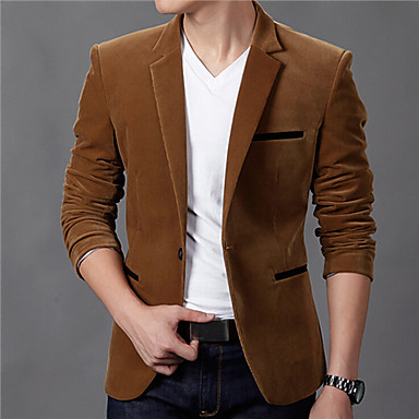 Men's Casual/Daily / Plus Size Vintage Fall / Winter Blazer,Solid Notch ...