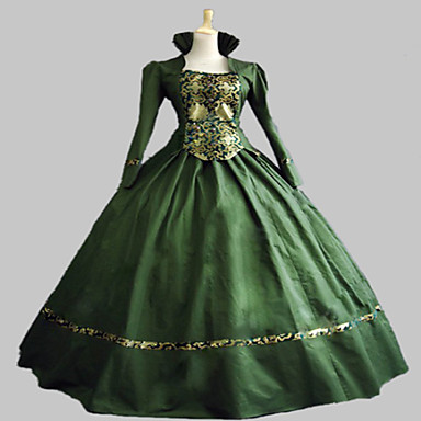 Green Gothic Victorian Gown Period Dress Theatre Clothing #04328334