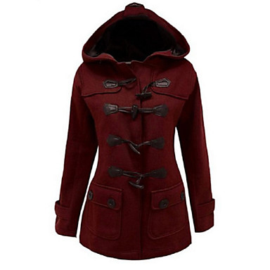 Women's Vintage Coat,Solid Hooded Long Sleeve Winter Red / Black / Gray ...