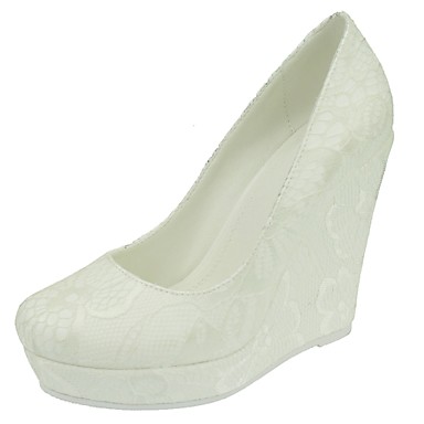 Women's Wedding Shoes Round Toe Wedges Heel Wedding / Dress White ...
