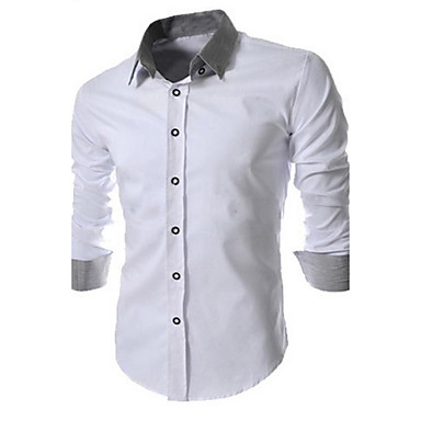 Men's Work/Formal Dress Shirt, Plus Size Contrast Collar Long Sleeve ...