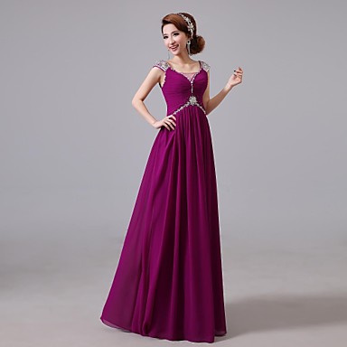 Prom / Formal Evening Dress A-line Jewel Floor-length Chiffon with ...