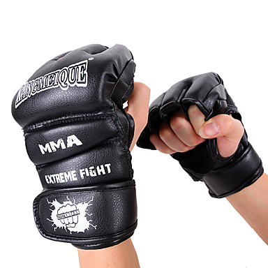 Boxing Gloves for Boxing Fingerless Gloves Protective PU Black Red Blue ...