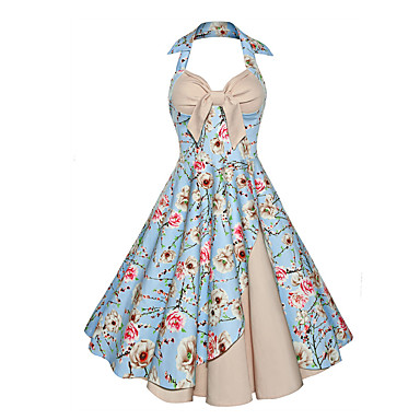 Women's Party Going out Vintage Sophisticated Swing Dress,Print Halter ...
