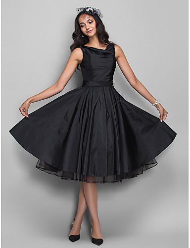 A-Line Cowl Neck Knee Length Taffeta Cocktail Party Homecoming Company ...