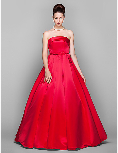 Ball Gown Strapless Floor Length Satin Prom Formal Evening Military ...