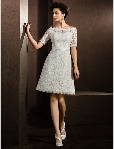 LAN TING BRIDE A-line Princess Wedding Dress Floral Lace Knee-length ...