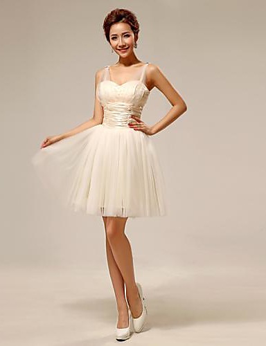 Ball Gown Strapless Short / Mini Tulle Bridesmaid Dress with Bandage ...