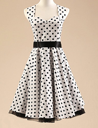 Women's Halter 50s Vintage Polka Dots Rockabilly Swing Dress(Not ...