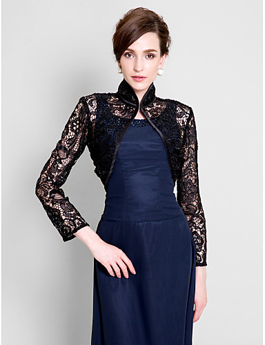 Wedding Wraps Shrugs Long Sleeve Lace Black Wedding Party/Evening ...