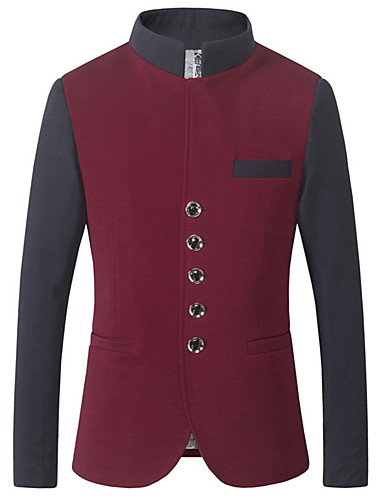 Men's Long Sleeve Regular Blazer,Cotton / Acrylic Patchwork 916205 ...