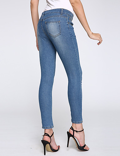 Women's Solid Blue Jeans Pants , Casual 4292808 2017 – $16.99