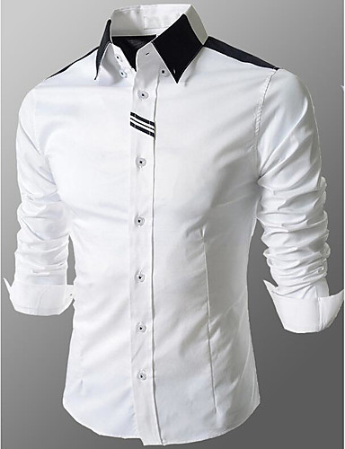 Men's Going out Formal Work Simple Cute Street chic All Seasons Shirt ...