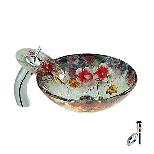 

Современный Круглый Раковина Материал является Закаленное стекло умывальник для ванной смеситель для ванной водосток для ванной