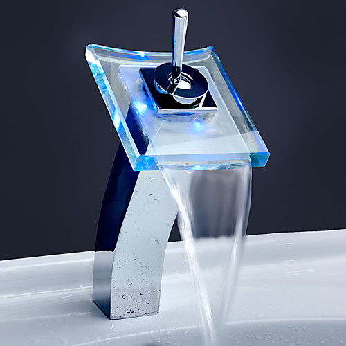 

Ванная раковина кран - Водопад / LED Хром Чаша Одно отверстие / Одной ручкой одно отверстие / Латунь