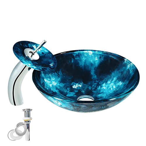 

Современный Круглый Раковина Материал является Закаленное стекло монтажное кольцо для ванной водосток для кухни