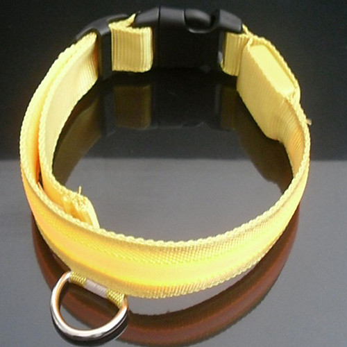 

Dog Collar LED Lights Genuine Leather Yellow Red Green