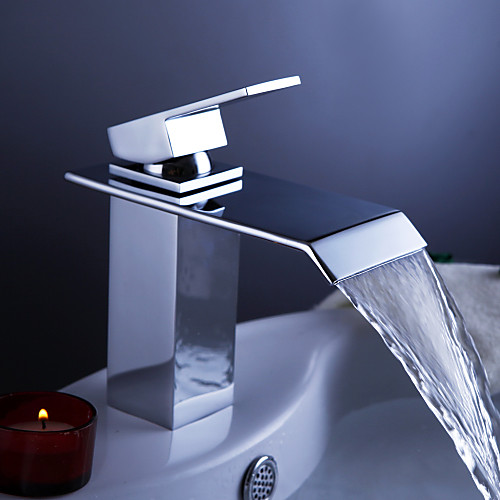 

Ванная раковина кран - Водопад Хром По центру Одно отверстие / Одной ручкой одно отверстиеBath Taps