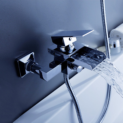 

Смеситель для ванны - Современный Хром Ванна и душ Керамический клапан Bath Shower Mixer Taps / Латунь / Одной ручкой Два отверстия