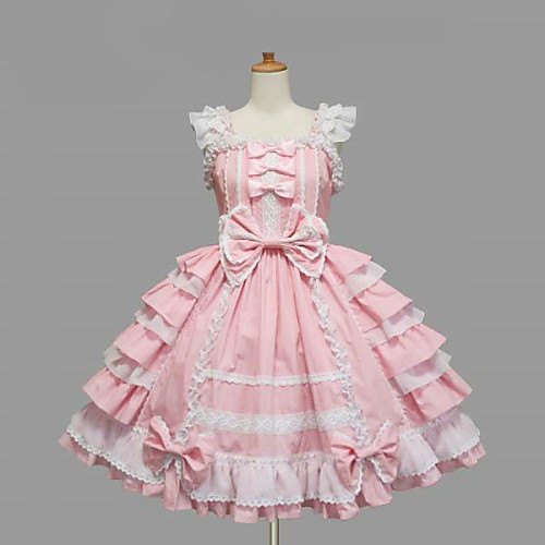 фото Девочки sweet lolita платья черный розовый средняя длина хлопок платье лолита аксессуары Lightinthebox