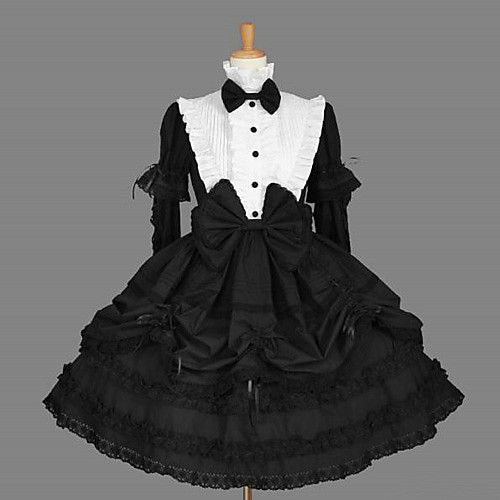 фото Принцесса готика lolita classic lolita платья жен. хлопок японский косплей костюмы черный винтаж длинный рукав средняя длина Lightinthebox