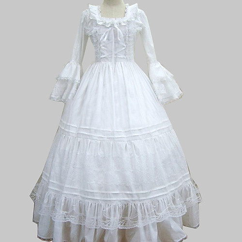 

Викторианский стиль Средневековый 18-ый век Костюм Жен. Платья Костюм для вечеринки Маскарад Молочно-белый Винтаж Косплей Длинный рукав Рукав поэта Длинный С пышной юбкой / Индивидуальные