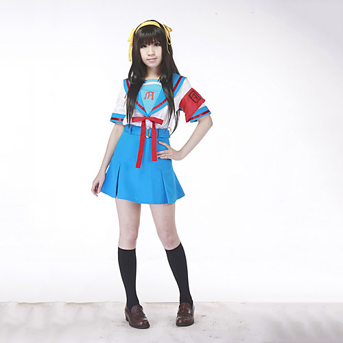 фото Вдохновлен харухи судзумии haruhi suzumiya аниме косплэй костюмы японский косплей костюмы / школьная форма пэчворк с короткими рукавами кофты / юбки / пояс назначение жен. Lightinthebox