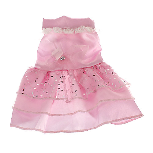 

Dog Dress Dog Clothes White Pink Costume Terylene Sequin Wedding XS S M L