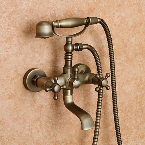 

Смеситель для душа / Смеситель для ванны - Античный Старая латунь Ванна и душ Керамический клапан Bath Shower Mixer Taps / Две ручки двумя отверстиями