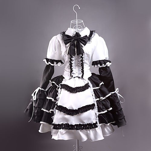 

Lolita Dress Women's Girls' Satin Japanese Cosplay Costumes Patchwork Long Sleeve Short Length