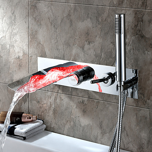

Смеситель для ванны - Современный Хром Ванна и душ Керамический клапан Bath Shower Mixer Taps / Одной ручкой пять отверстий