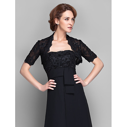 

Short Sleeve Lace Wedding / Party Evening Women's Wrap With Beading / Lace Shrugs