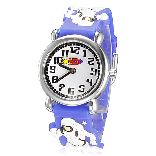 

Детская Маленький круглый циферблат 3D Астронавт Patern силиконовой лентой Кварцевые аналоговые наручные часы (разных цветов)