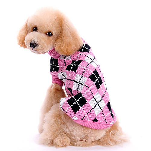 фото Собака свитера одежда для собак в клетку розовый сукно костюм назначение весна & осень зима муж. жен. сохраняет тепло Lightinthebox