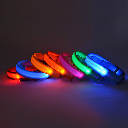 

Adjustable Nylon Safety Striped Collar with LED Light for Pets Dogs (Assorted Colors, Sizes)