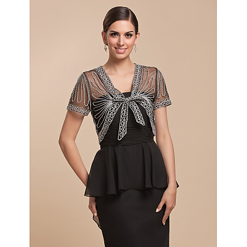 

Short Sleeve Cotton / Lace / Tulle Party Evening Wedding Wraps With Pattern Shrugs