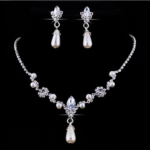 

Pearl Jewelry Set Pendant Necklace Drop Flower Ladies Personalized European Pearl Crystal Rhinestone Earrings Jewelry For Wedding Party Masquerade Engagement Party Prom Promise / Imitation Diamond